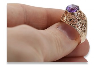 Російська радянська троянда, золото 585 проби, александрит, рубін, смарагд, сапфір, циркон, каблучка vrc014