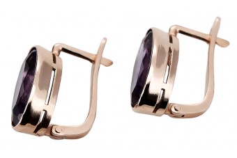 Vintage Alexandrite 14K Rose Gold Earrings from Soviet Era vec001