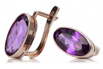 Exklusive 14K Vintage-Roségold Amethyst Ohrringe vec004 Vintage