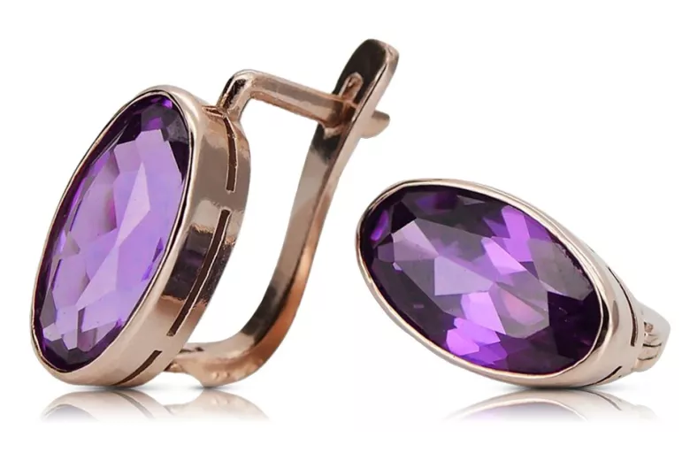 Exklusive 14K Vintage-Roségold Amethyst Ohrringe vec004 Vintage