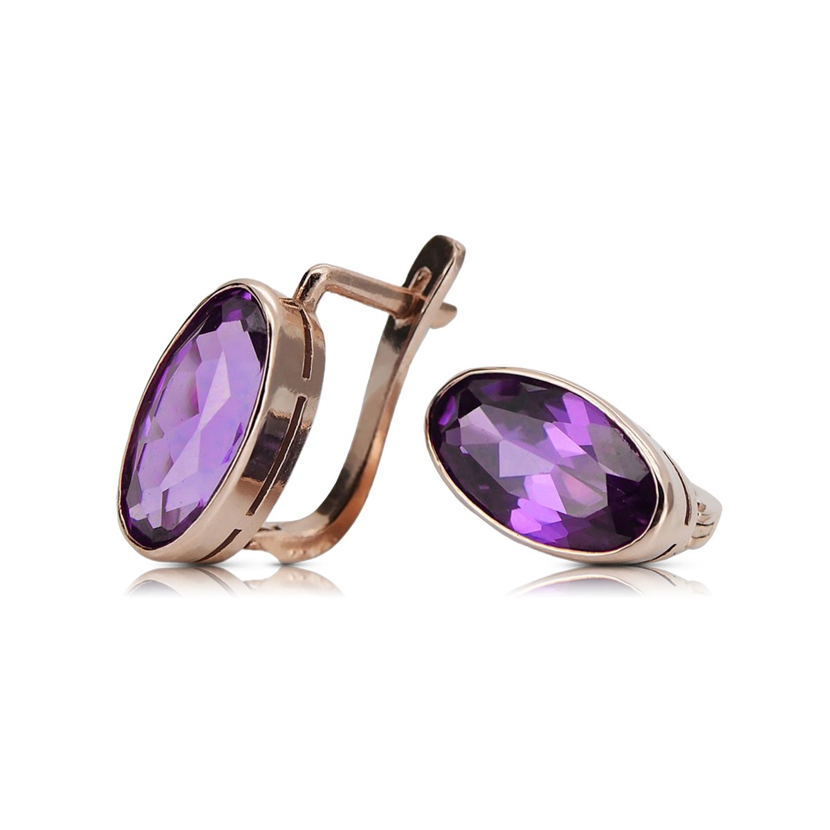 Exklusive 14K Vintage-Roségold Amethyst Ohrringe vec004 Vintage