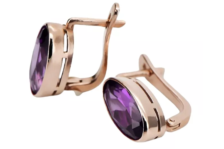 Exklusive 14K Vintage-Roségold Amethyst Ohrringe vec004 Vintage