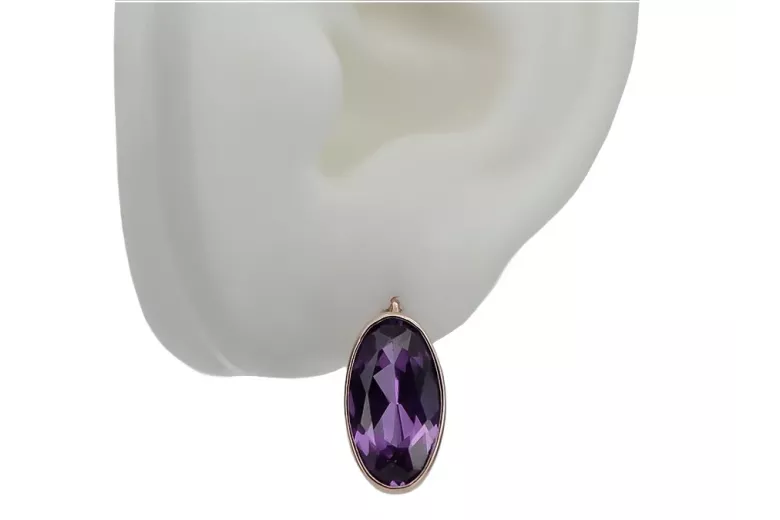 Exklusive 14K Vintage-Roségold Amethyst Ohrringe vec004 Vintage