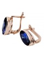 "Chic 14K 585 Rose Gold Drop Earrings with Sapphire Stones vec004" Vintage