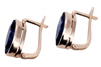 Винтажные Серьги с Сапфирами, Розовое Золото 14к vec001