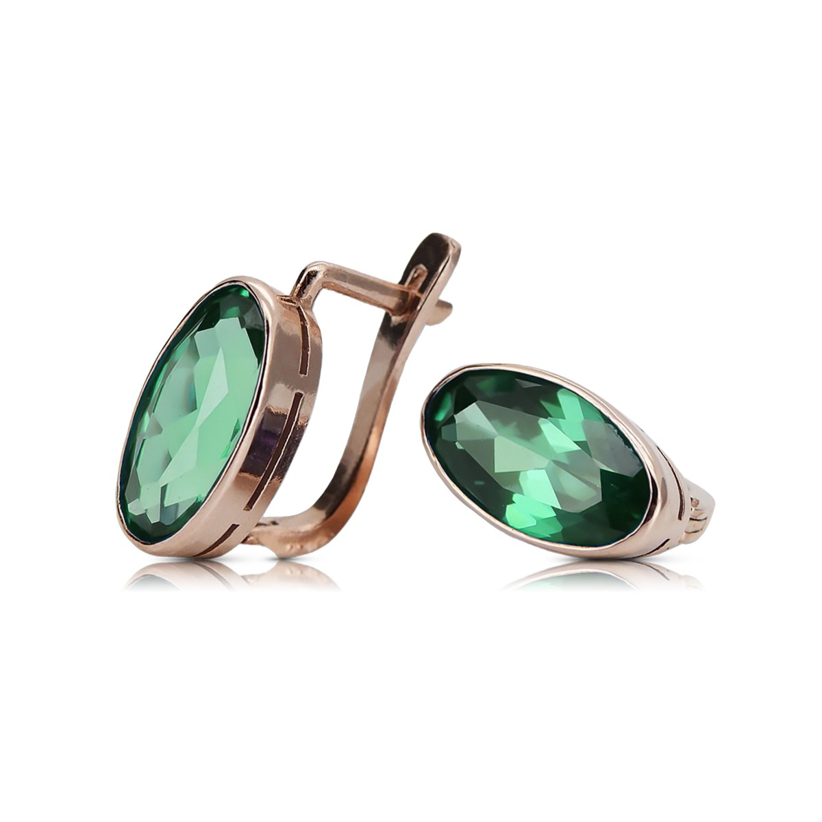 Original Vintage Russian Soviet Emerald Earrings - 14K Rose Gold Classic Collection vec001