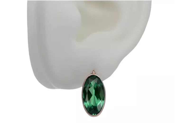 Original Vintage Russian Soviet Emerald Earrings - 14K Rose Gold Classic Collection vec001