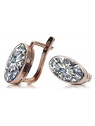 "Zircon et or rose 14 carats vintage, boucles d'oreilles de style russe soviétique vec004" style