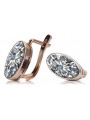 "Zircon et or rose 14 carats vintage, boucles d'oreilles de style russe soviétique vec004" style