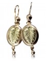 "Classic 14K 585 Rose Pink Gold Vintage Leaf Earrings - No Stones" ven045