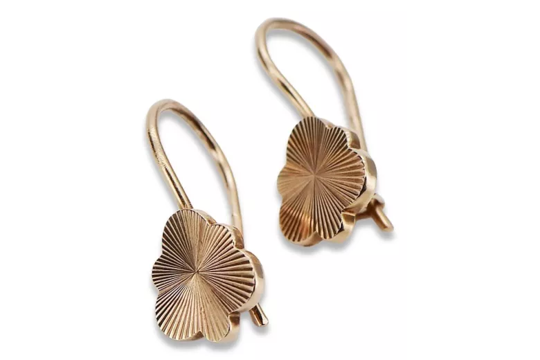 "Vintage 14K 585 Rose Gold Leaf Earrings Without Stones" ven165