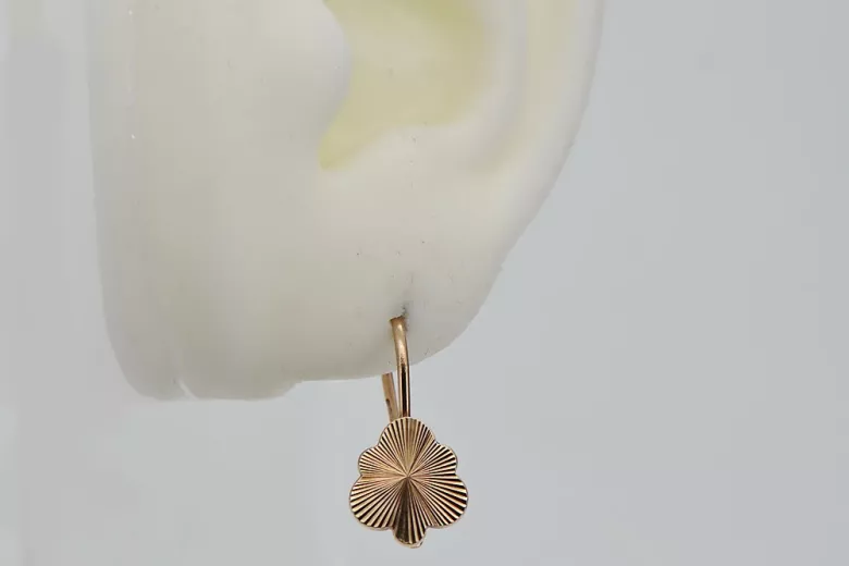 "Vintage 14K 585 Rose Gold Leaf Earrings Without Stones" ven165