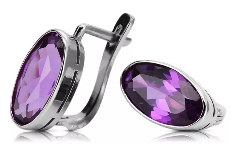 Vintage 925 Silber Amethyst Ohrringe vec001s