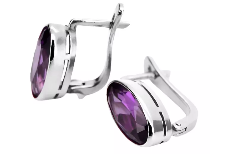 Vintage 925 Silber Amethyst Ohrringe vec001s