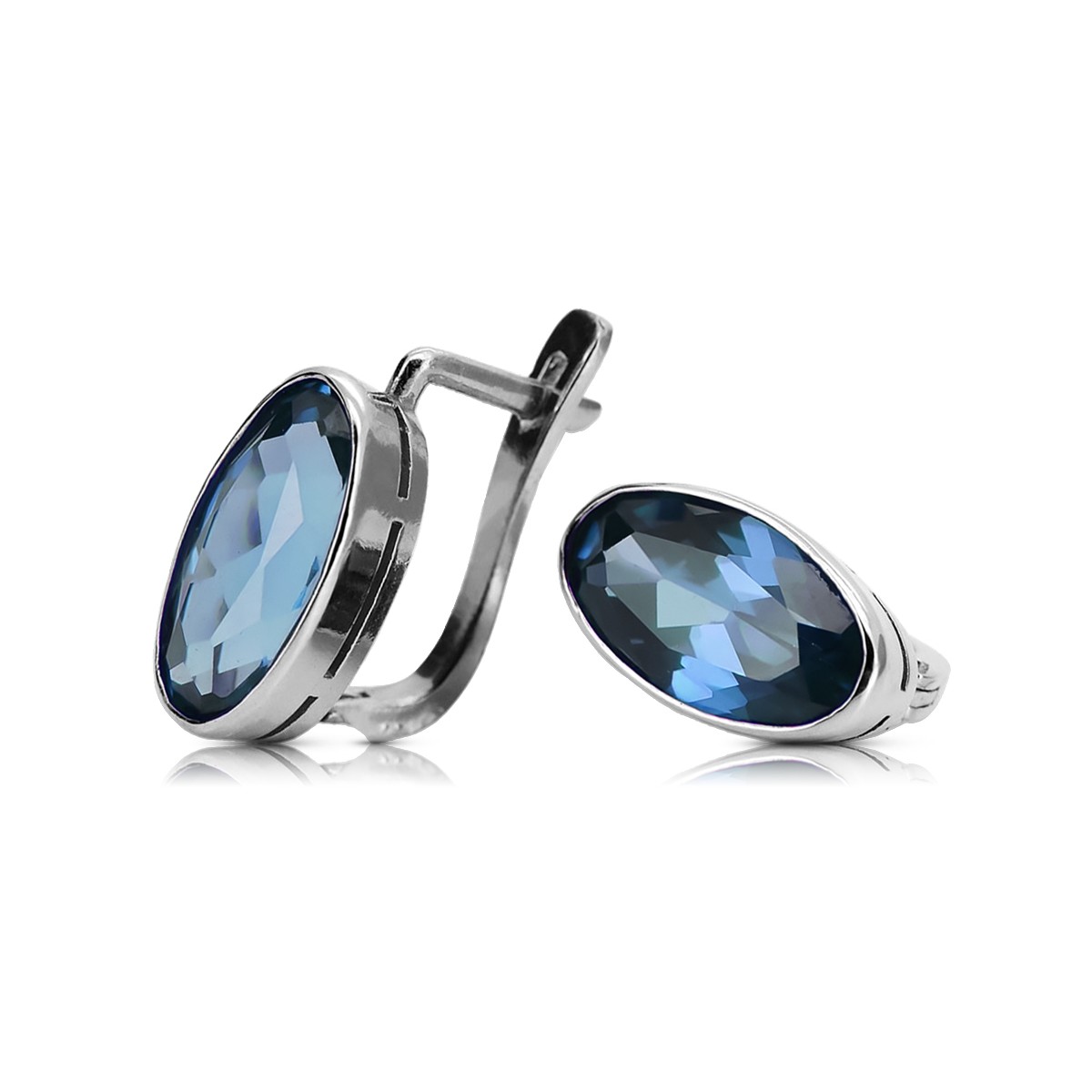 Boucles d'oreilles Vintage argent 925 aigue-marine vec001s