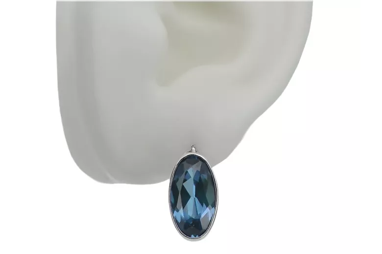 Boucles d'oreilles Vintage argent 925 aigue-marine vec001s