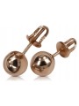 "Vintage 14K 585 Rose Gold Ball Earrings - Stoneless Original Design" ven043