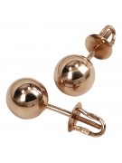 "Vintage 14K 585 Rose Gold Ball Earrings - Stoneless Original Design" ven043