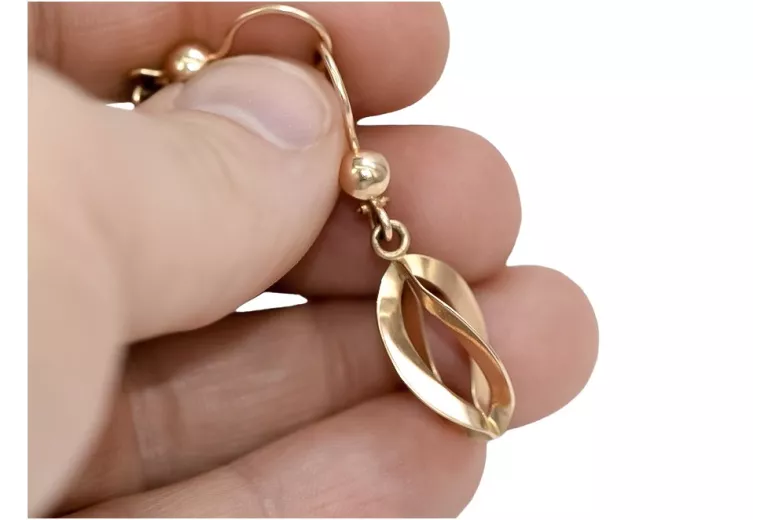 "Unique Original Vintage 14K Rose Gold Drop Earrings, No Stones" ven053