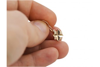 "Oro Rosa Antiguo Original de 14k Aretes de Hoja Vintage" ven058