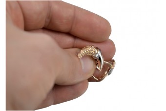 Boucles d'oreilles feuilles vintage en or rose 14 carats 585, Pas de pierres précieuses ven061