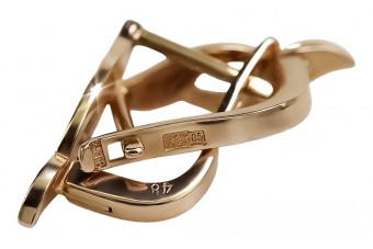 Oryginalny Vintage 14k Różowe Złoto Bez Kamieni Kolczyki w Kształcie Liścia. ven062