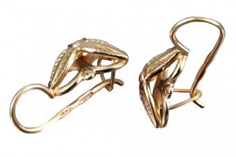 "Aretes de Hoja Clásicos en Auténtico Oro Rosa Antiguo de 14k Sin Piedras" ven064