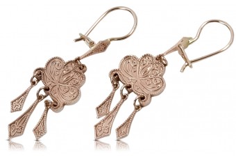 "Exquisitos Pendientes Gipsy de Oro Rosa Antiguo de 14k, Diseño Vintage sin Piedras" ven067