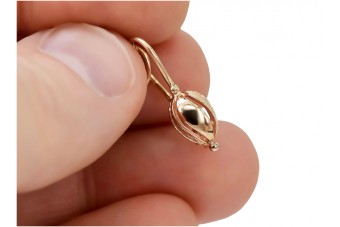 "Pendientes Vintage de Hojas en Precioso Oro Rosa Antiguo de 14k sin Piedras" ven069