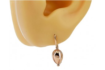 "Ретро обеци без камъни, изработени от 14k роз ven069