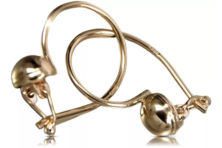 "Original Vintage 14K Rose Gold Ball Earrings, No Stones" ven070