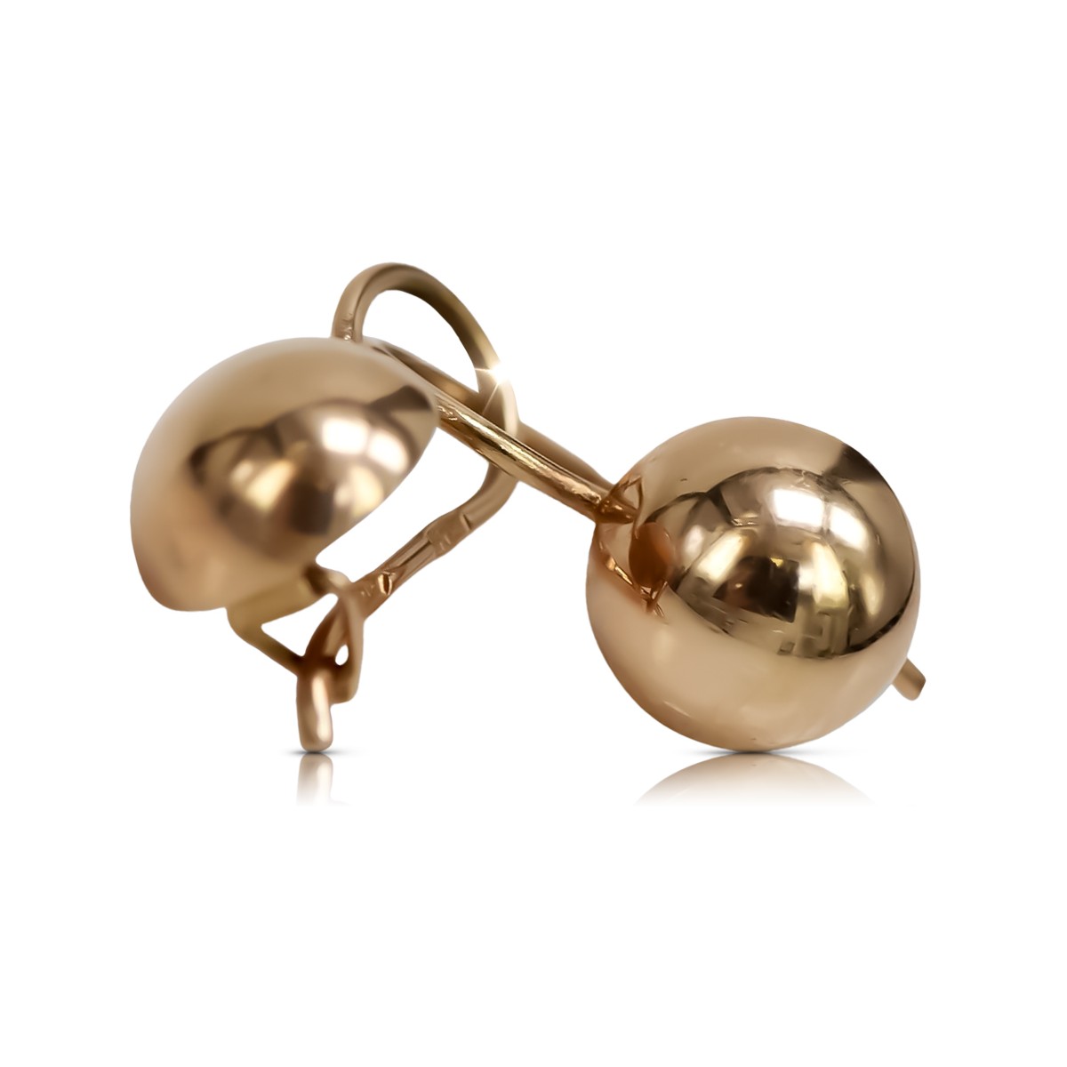 "14K 585 Rose Gold Vintage Ball Earrings - Original, No Stones" ven072