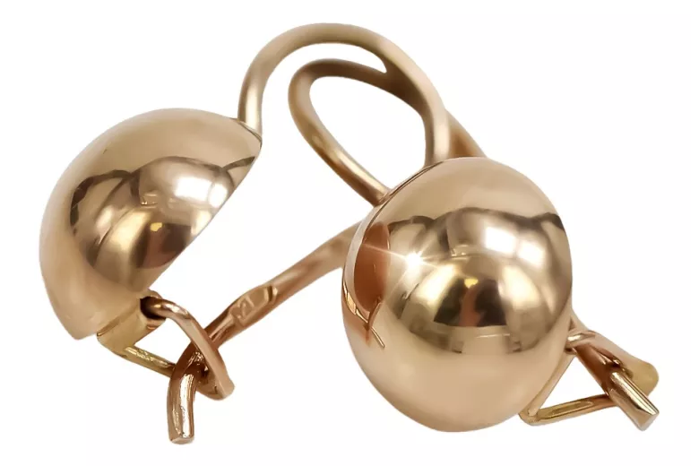 "14K 585 Rose Gold Vintage Ball Earrings - Original, No Stones" ven072