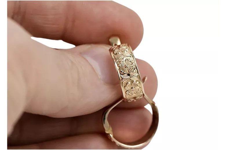 "Exclusivos Aros Vintage de Oro Rosa Antiguo Original de 14k Sin Piedras" ven073