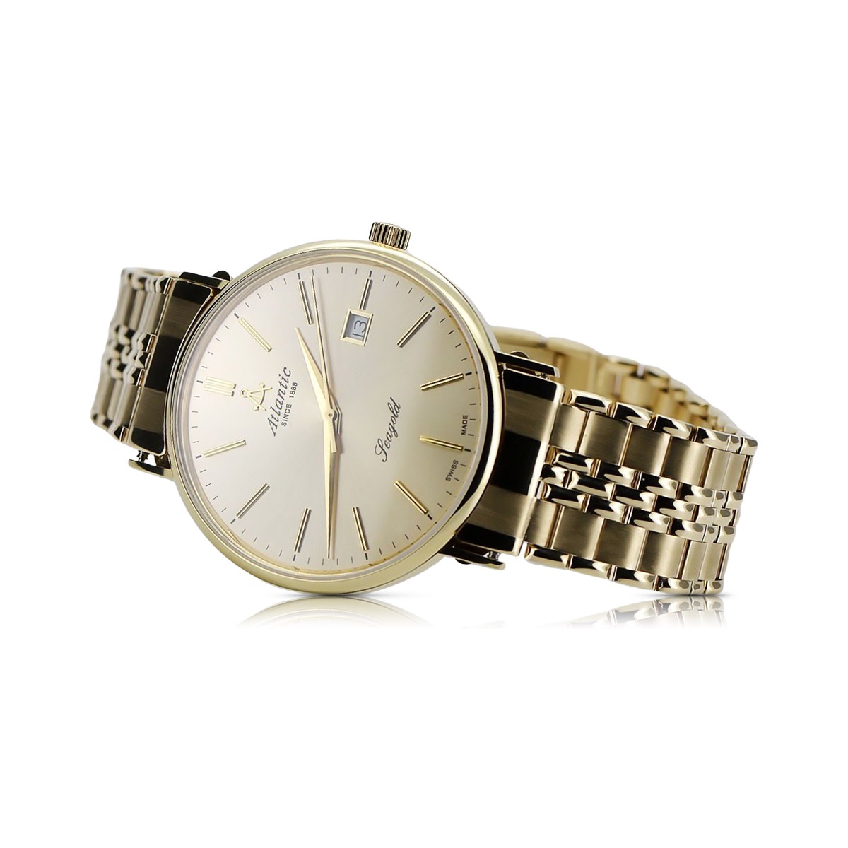 Gold men's watch Geneve ★ zlotychlopak.pl ★ Gold purity 585 333 Low Price!