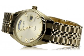 Montre homme femme en or jaune 14 carats 585 Geneve mw013ydg&mbw019yo