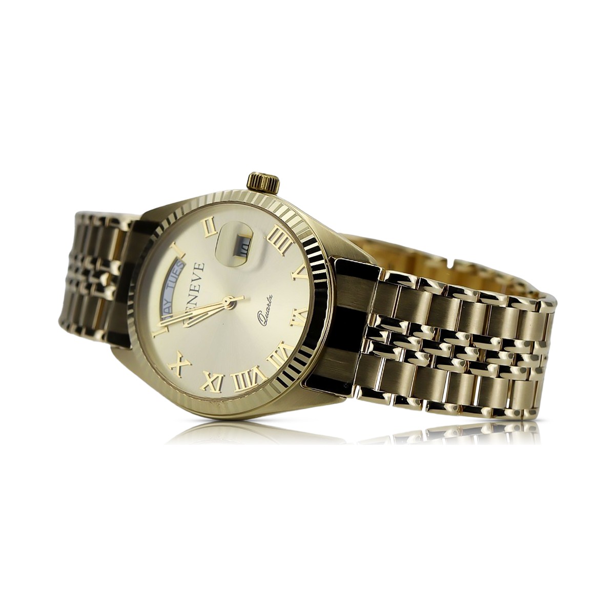 Gold men's watch Geneve ★ zlotychlopak.pl ★ Gold purity 585 333 Low Price!