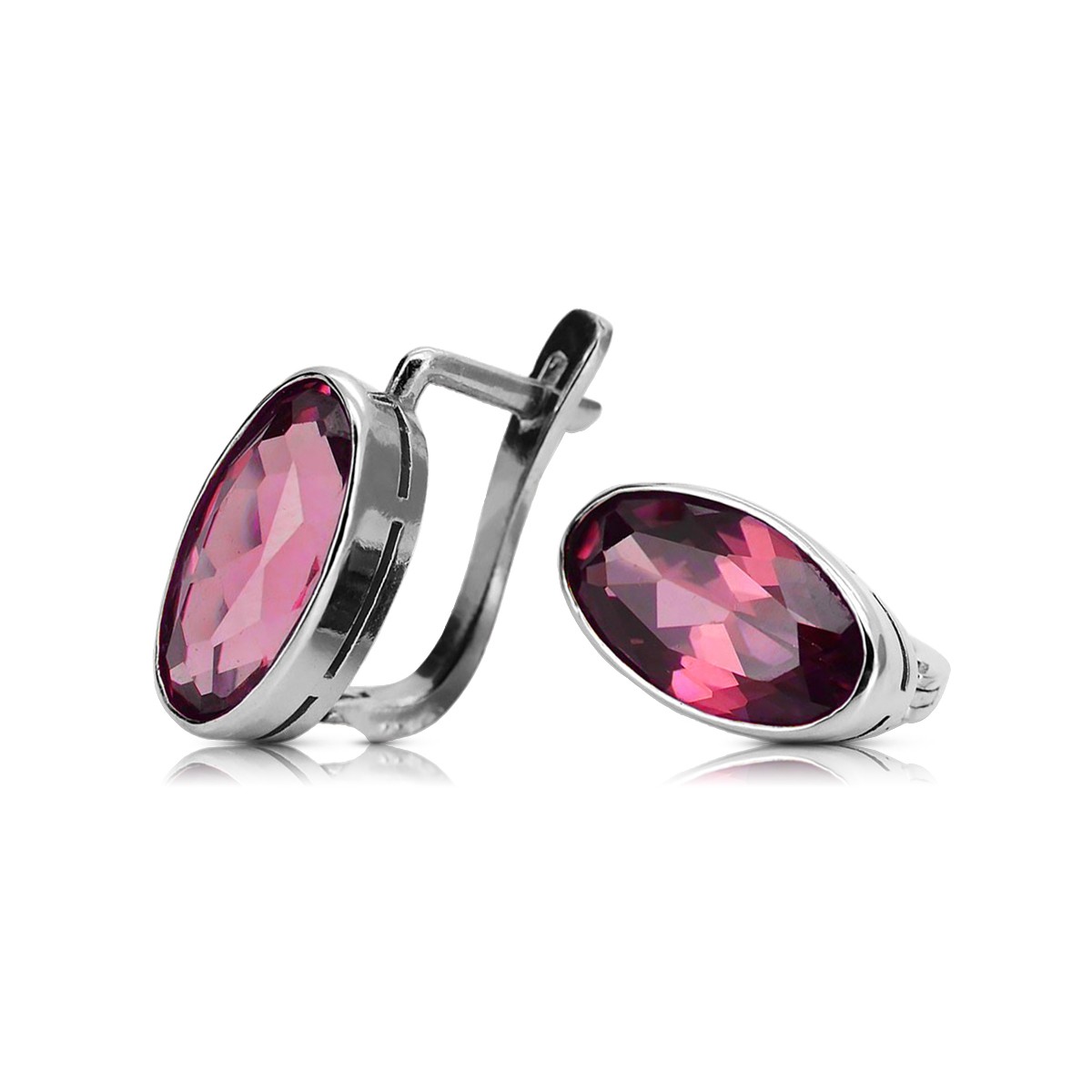 Boucles d'oreilles rubis vintage en argent 925 vec001s