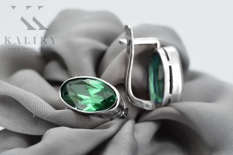 Винтажные серебряные серьги 925 с изумрудами vec001s