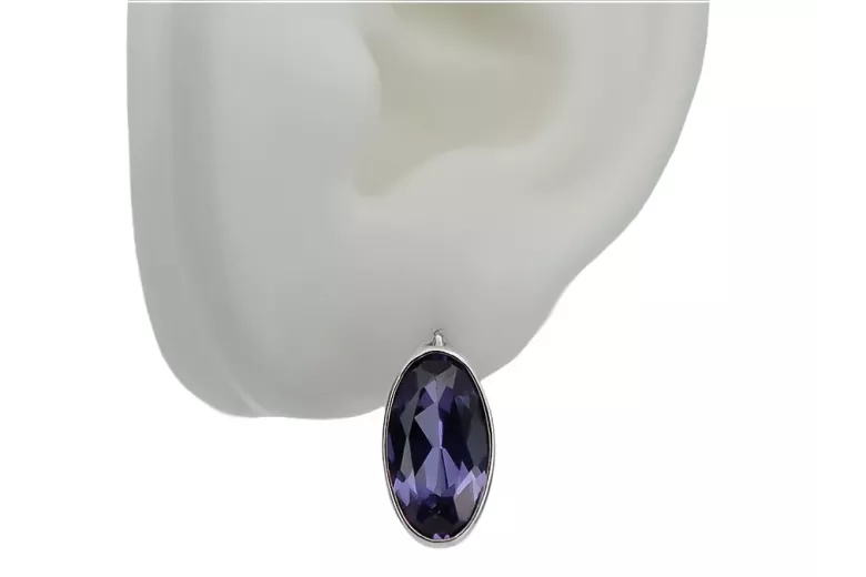 Boucles d'oreilles vintage en argent 925 alexandrite vec001s