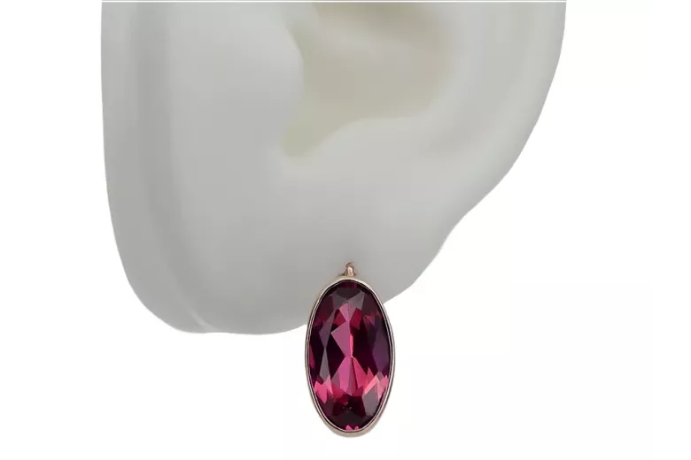 Vintage plata rosa oro plateado 925 ruby pendientes vec001rp