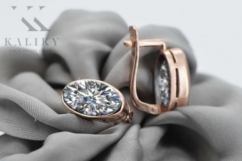 Винтидж сребърни обеци с покритие от розово злато 925 циркон vec001rp