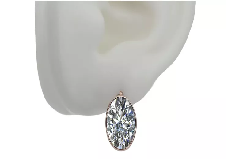 Boucles d'oreilles vintage en argent plaqué or rose 925 zircon vec001rp