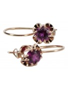 Vintage Russisch-Sowjetische 14K Roségold Amethyst Ohrringe im Originalen Stil vec035