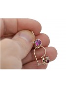 Vintage Russisch-Sowjetische 14K Roségold Amethyst Ohrringe im Originalen Stil vec035