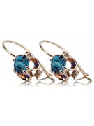 Antique Russian 14K Rose Gold Earrings with Aquamarine Stones vec035