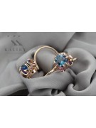 Antique Russian 14K Rose Gold Earrings with Aquamarine Stones vec035