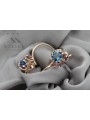 "Vec035 Boucles d'Oreilles en Aigue-Marine et Or Rose 14 Carats Vintage d' style