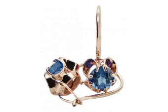 14k Roségold Aquamarin Ohrringe vec035 im Original Vintage Russisch Sowjetischen Design style