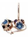 Antique Russian 14K Rose Gold Earrings with Aquamarine Stones vec035